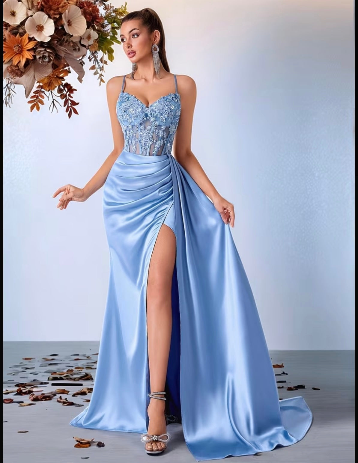 Floral Shimmer Formal Gown