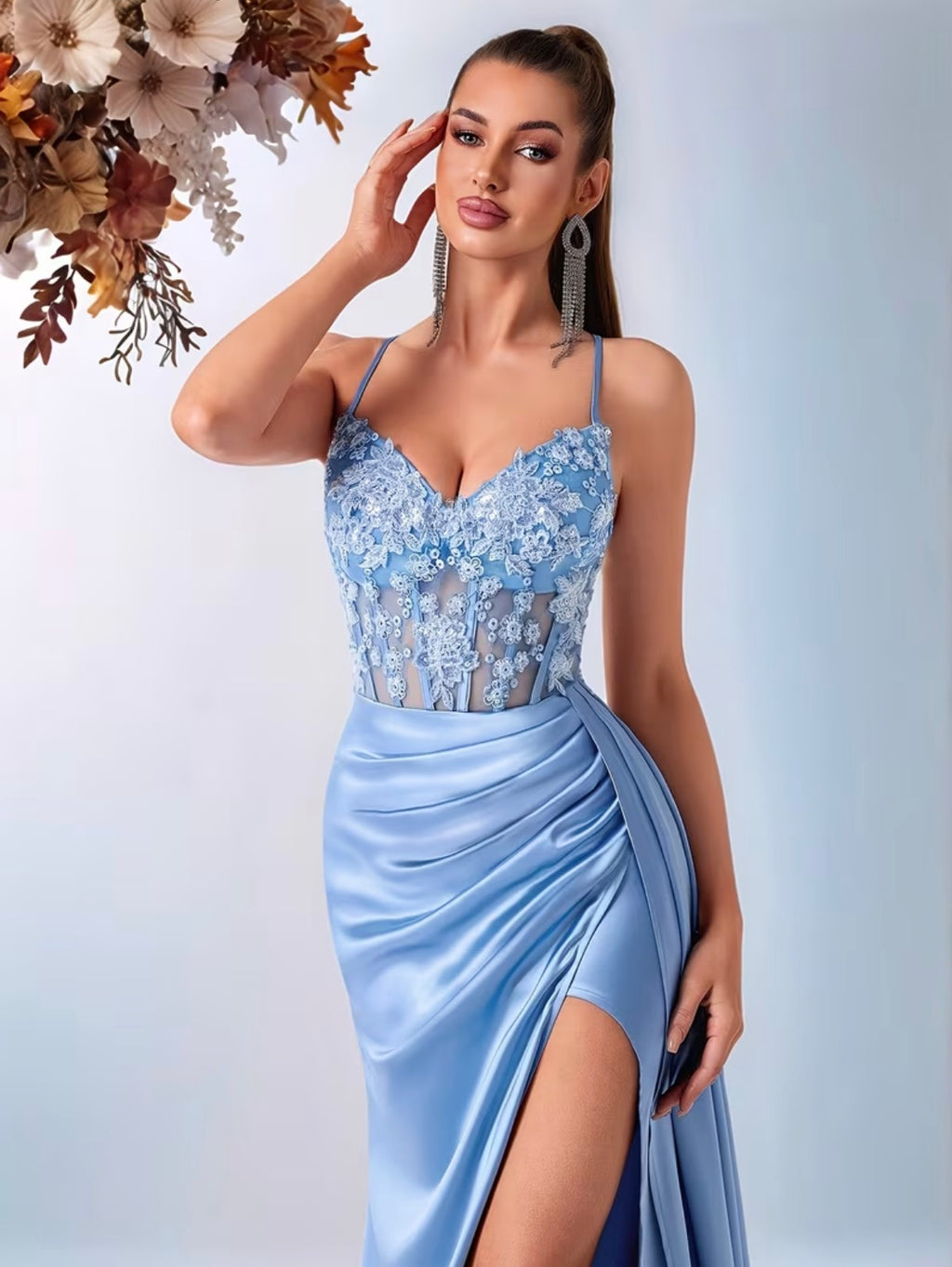 Floral Shimmer Formal Gown