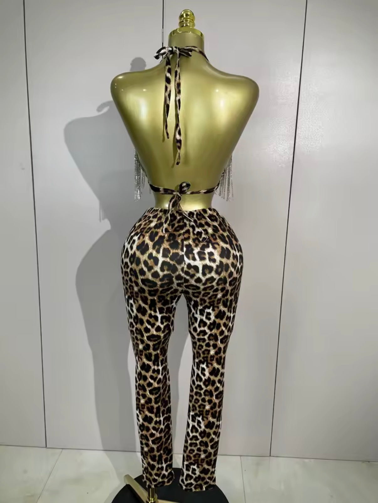 Leopard Fringe Pants Set