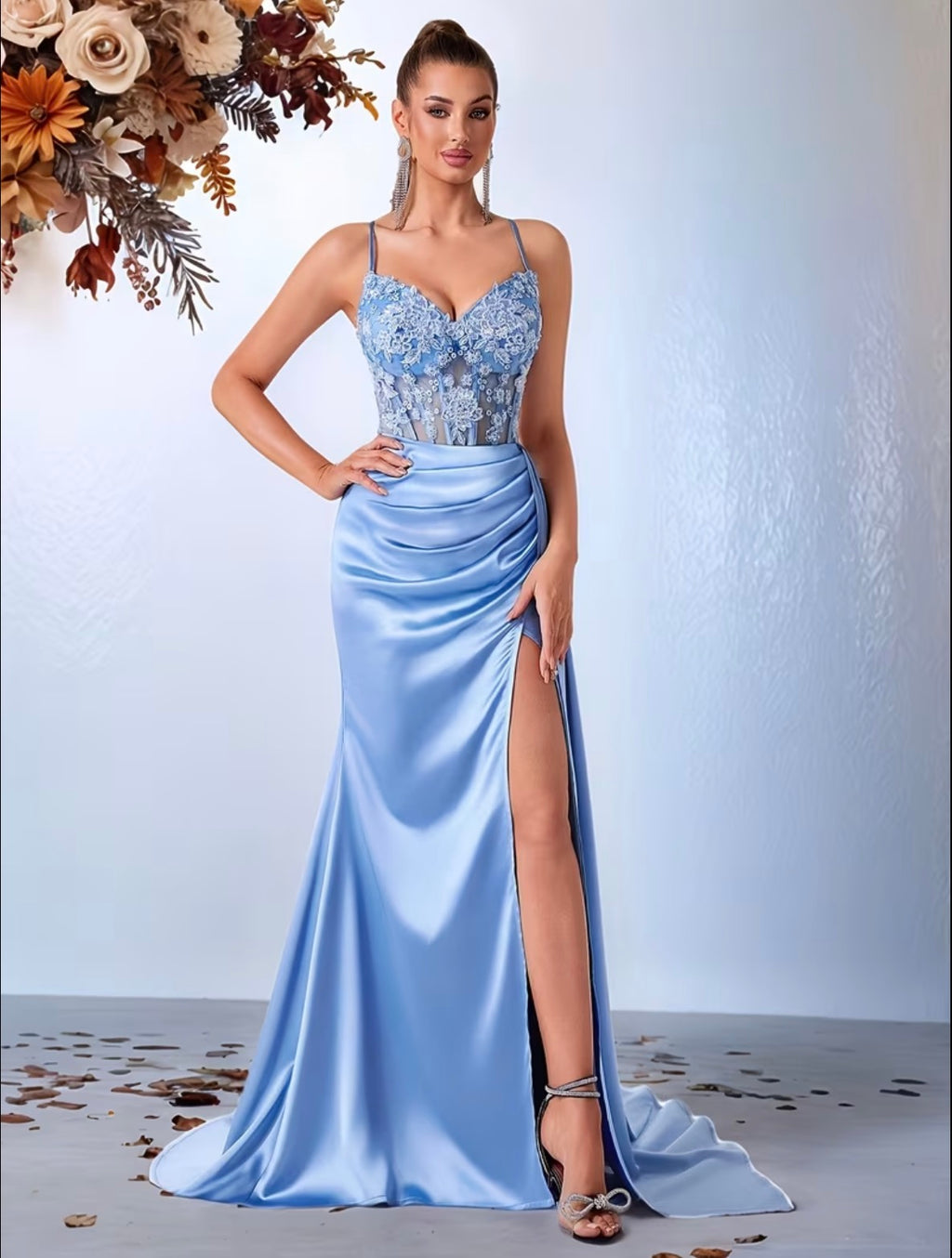 Floral Shimmer Formal Gown