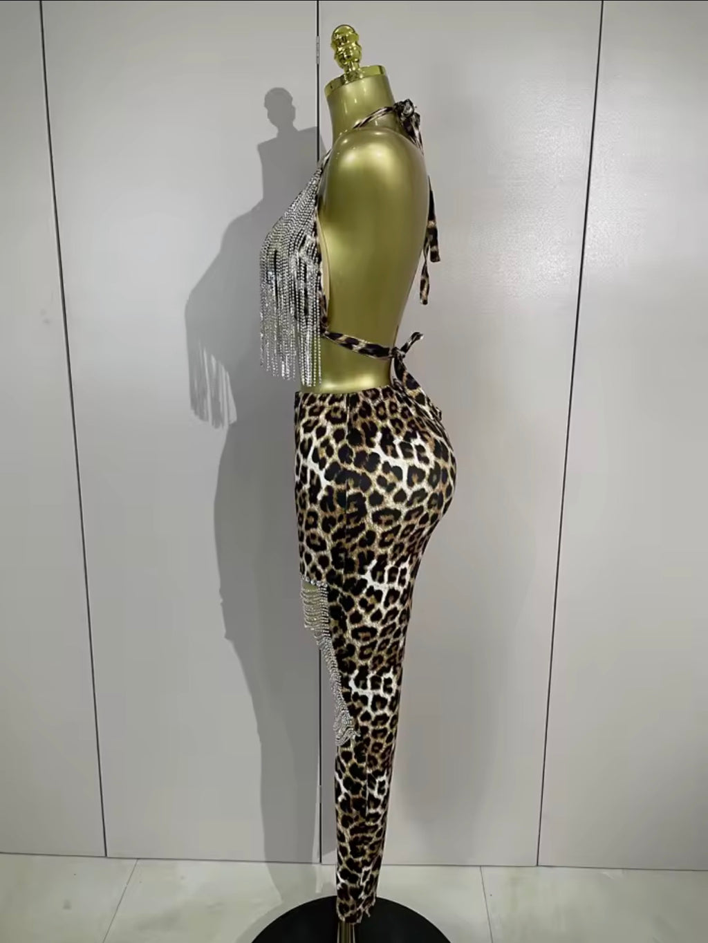 Leopard Fringe Pants Set