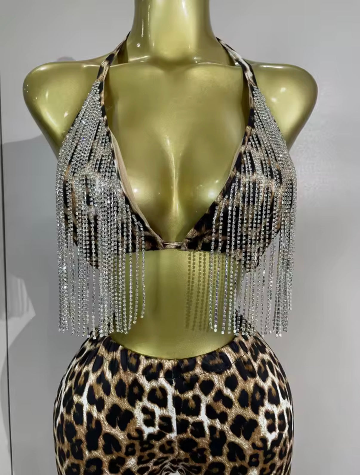 Leopard Fringe Pants Set