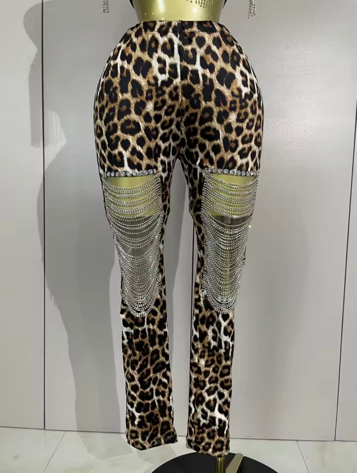 Leopard Fringe Pants Set