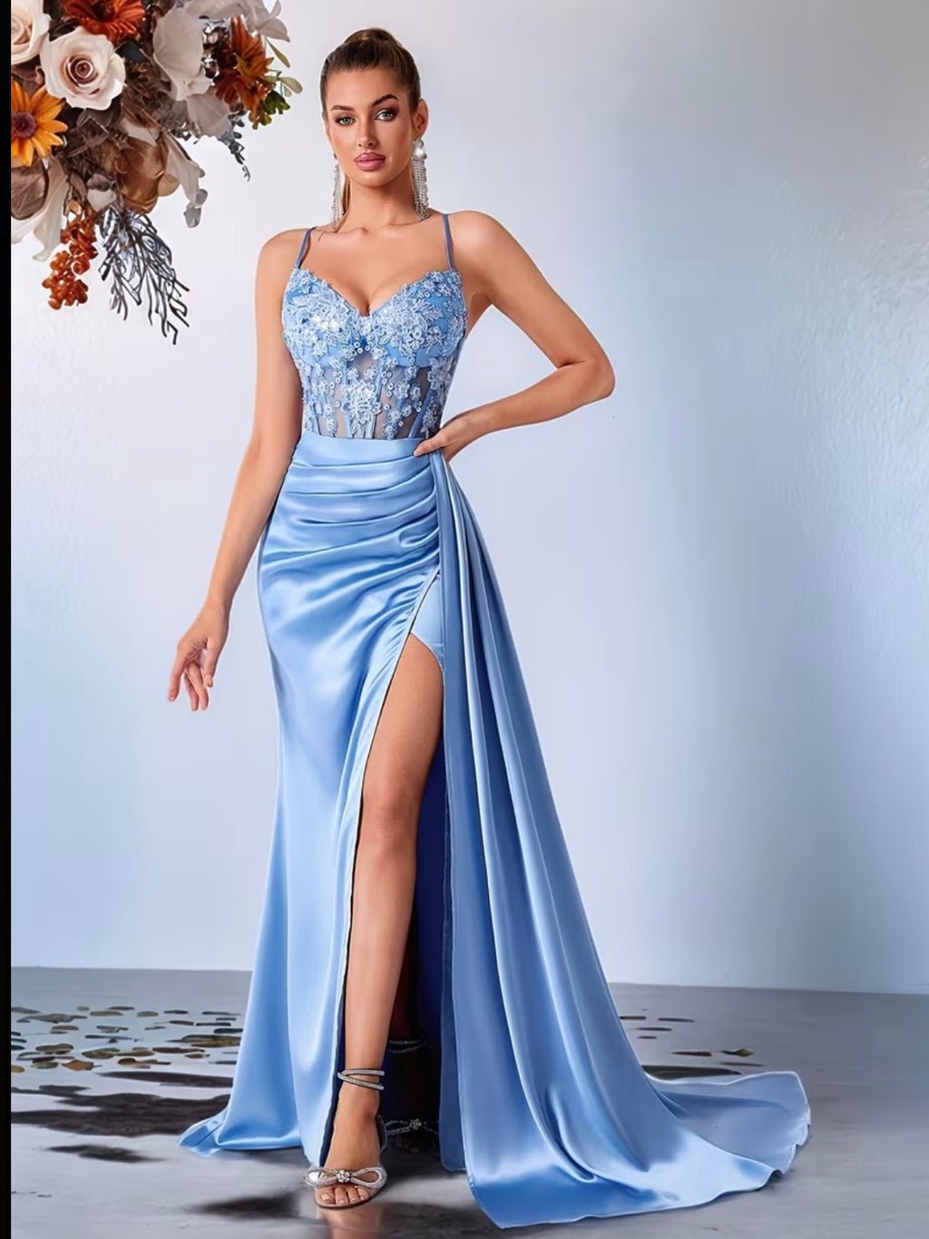 Floral Shimmer Formal Gown