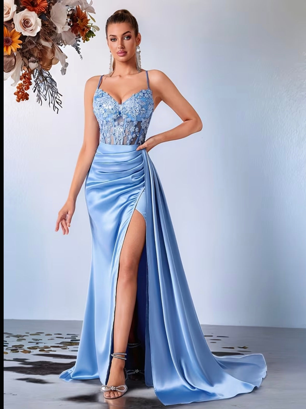 Floral Shimmer Formal Gown
