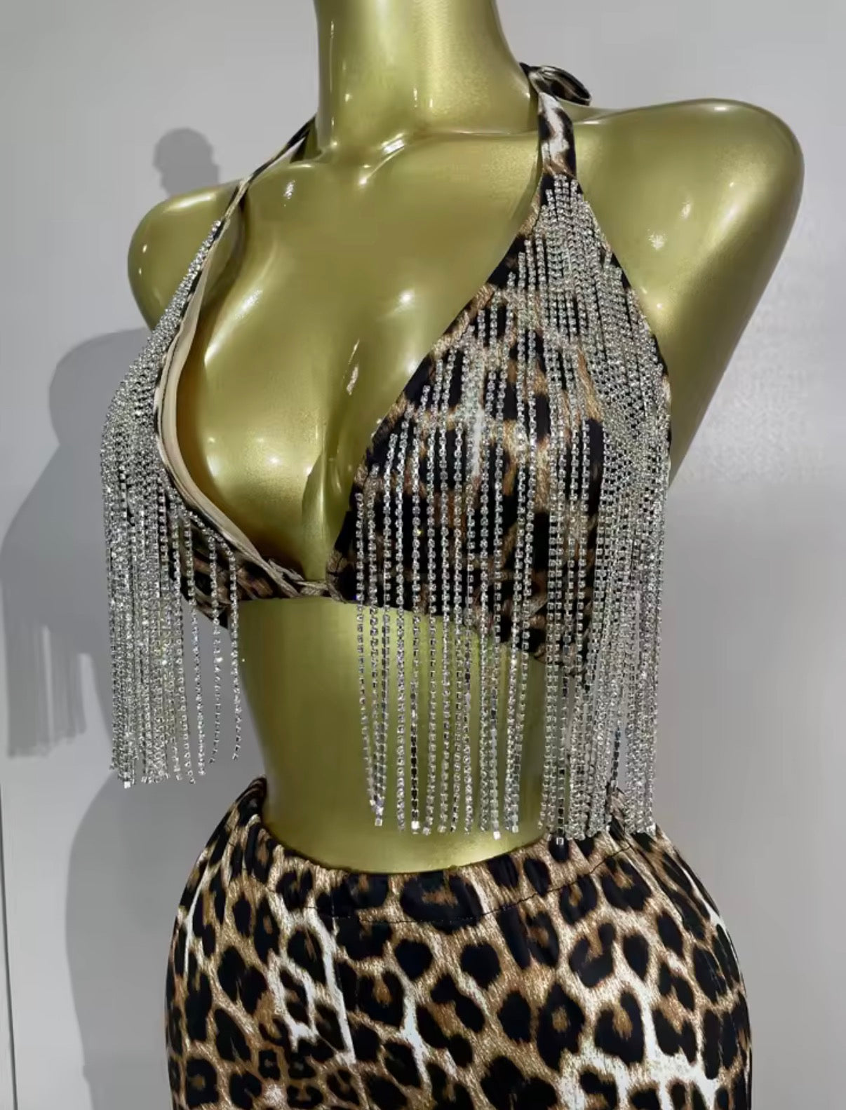 Leopard Fringe Pants Set