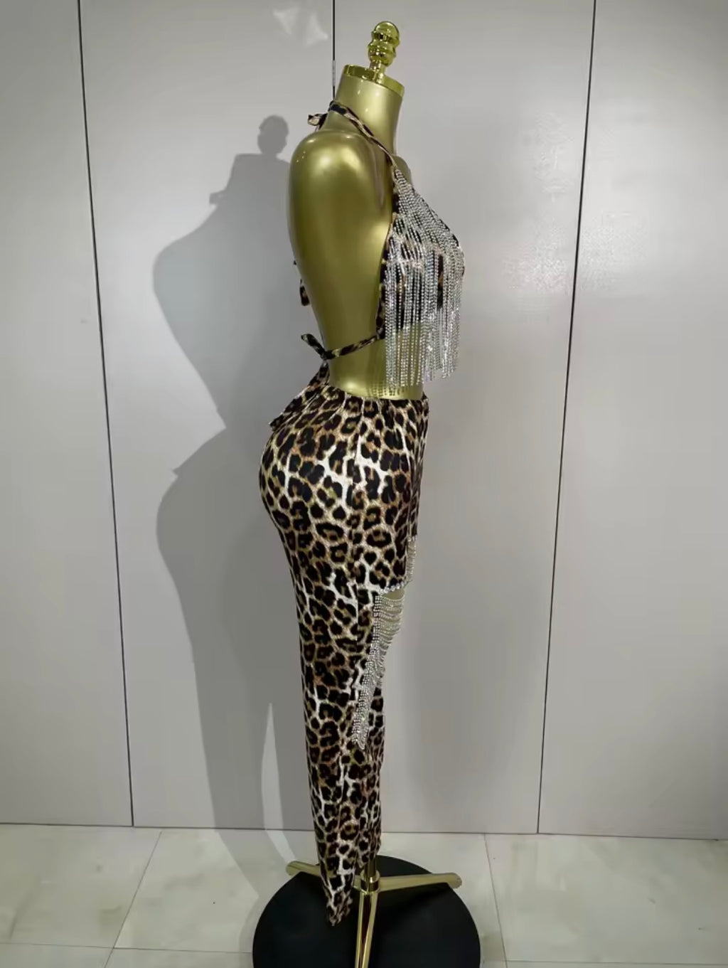 Leopard Fringe Pants Set